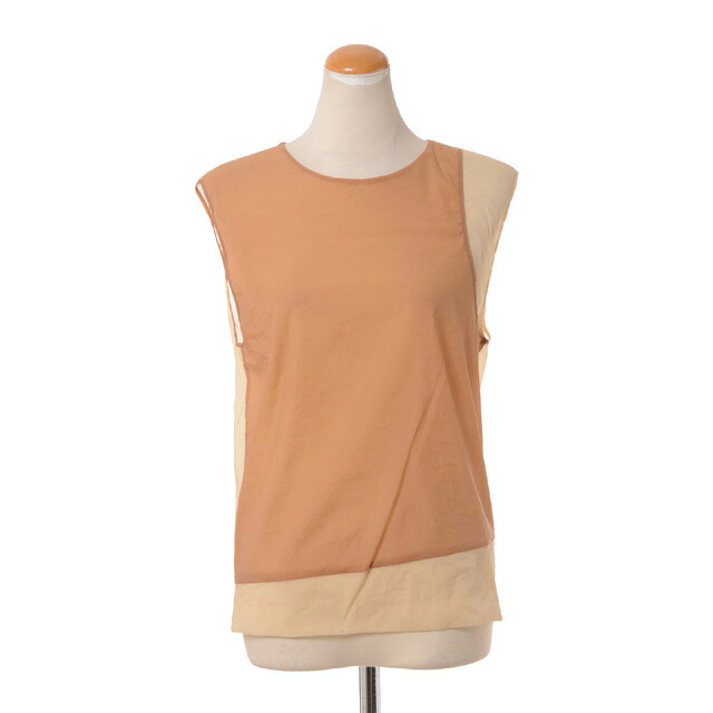 テラ (TELA) バイカラーノースリーブトップス オーガンジーストレッチ ライトベージュ＜br /＞cc14taray01＜br /＞ 2024SS レディース春夏新作 送料無料 正規取扱