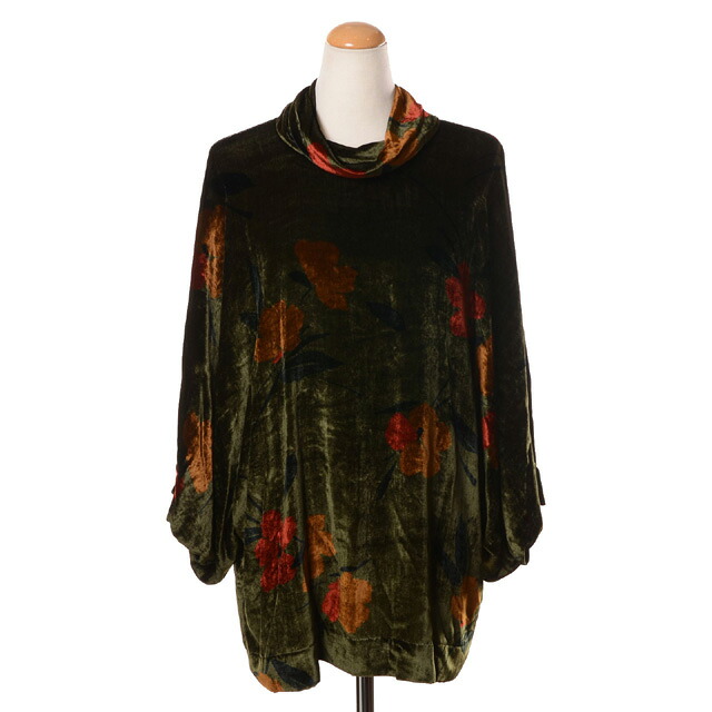 クリスティーナティ (Kristina Ti) ハイネックロングブラウス シルクベロア カーキプリントkbl0075ti0280bs1 2024AW レディース秋冬新作 送料無料 正規取扱|ヨコアンティ