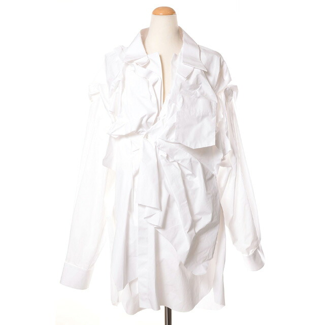 メゾン マルジェラ (Maison Margiela) ロングドレープシャツ コットン ホワイトs29dl0214100 2024SS レディース春夏新作 送料無料 正規取扱｜ヨコアンティ
