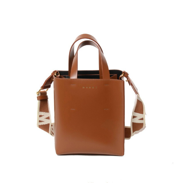マルニ (Marni) North/South Museo ミニトートバッグ スムースレザー モカ\u003cbr /\u003eshmp0039u100n66\u003cbr /\u003e 2024AW レディース秋冬新作 貨物輸送無料 置き目取りまわし