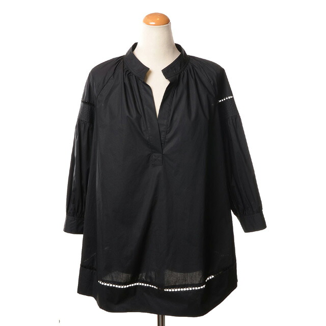エルマノシェルビーノ (ermanno scervino) 被りタイプブラウス コットン ブラックst082613508 2024SS レディース春夏新作 送料無料 正規取扱｜ヨコアンティ