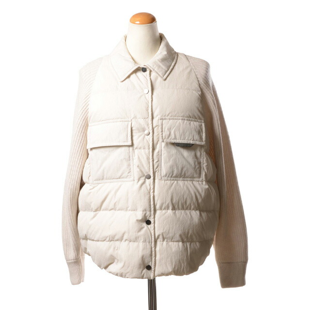 ブルネロクチネリ (Brunello Cucinelli) 袖ニットダウンジャケット 落ち込むなど 白いこと\u003cbr /\u003emd5997695c1709\u003cbr /\u003e 2025AW レディース秋冬新作 貨物輸送無料 決まり取りまわし レディースファッション-コート・ジャケット