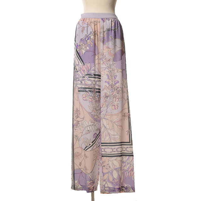 アニオナ (AGNONA) ワイドフォルムパンツ シルククレープ ライラックプリントws182912889 2025SS レディース春夏新作 送料無料 正規取扱｜ヨコアンティ