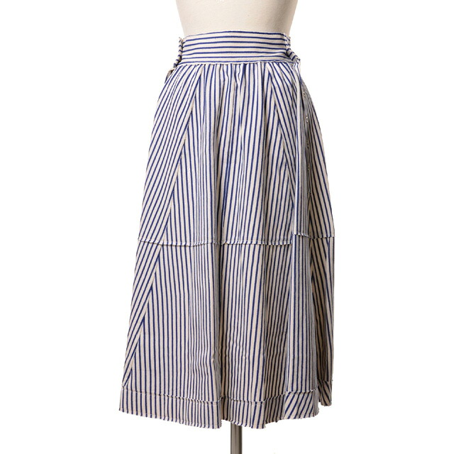 インポートブランド (import brand) メゾンジェジア MAISON JEJIA フレアー丈スカート コットン ブルーストライプス415sty240 2026SS レディース春夏新作 送料無料 正規取扱｜ヨコアンティ