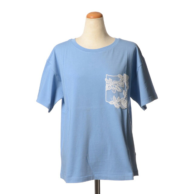 エルマノシェルビーノ (ermanno scervino) 丸襟刺繍ポケットTシャツ コットン スカイブルー＜br /＞sq082820163blu＜br /＞ 2026SS レディース春夏新作 送料無料 正規取扱