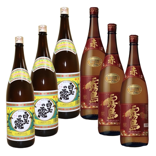 楽天市場】芋焼酎 2種各3本セット 白玉の露 喜六 1800ml 6本