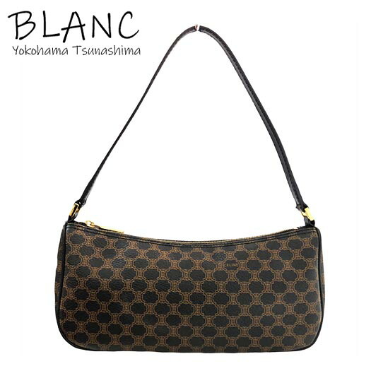 セリーヌ マカダム柄 佩び物車寄せ PVCなめし革 赤銅色 CELINE 横浜BLANC【中古】