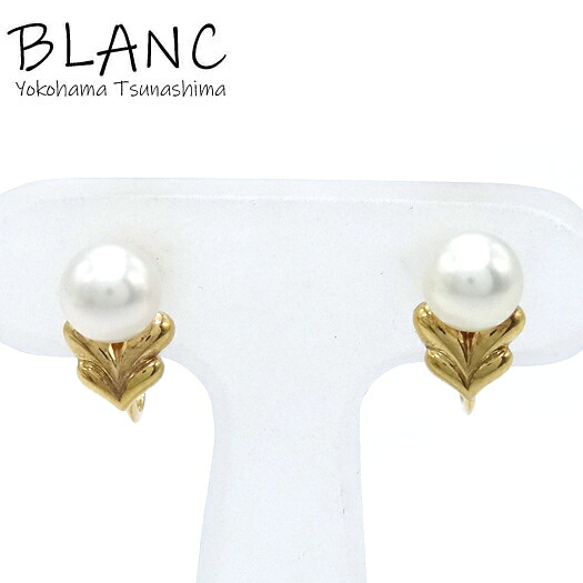 ミキモト パール イヤリング K18イエローゴールド 真珠：6.5mm&times;2 K18YG MIKIMOTO 横浜BLANC【中古】｜横浜BLANC店