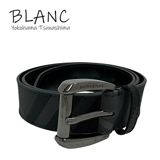 バーバリー チェック柄 バックルベルト PVC レザー 85cm ブラック ダークグレー BURBERRY 横浜BLANC 楽天市場】バーバリー チェック柄 バックルベルト PVC レザー 85cm