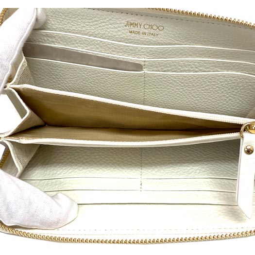 中古 ジミー チュウ Jimmy Choo Pippa ピッパ ラウンドファスナー長財布 レザー アイボリー横浜blanc Mozago Com