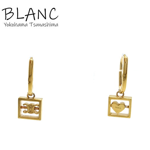 セリーヌ トリオンフ ロゴ＆ハートピアス メタル ゴールド CELINE 横浜BLANC【中古】｜横浜BLANC店 29,120円