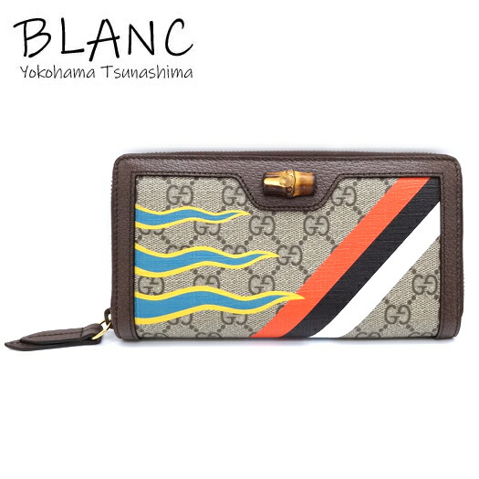 グッチ ダイアナ バンブー ラウンドジッパー長紙入れ GGスプリーム なめし革 赤銅色 ベージュ 658634 GUCCI 横浜BLANC【中古】