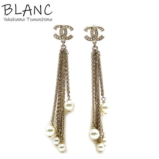 シャネル ココマーク フェイクパール ドロップ ピアス メタル ゴールド A19V CHANEL 横浜BLANC【中古】