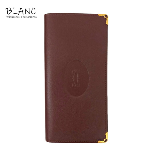 カルティエ 二つ折り札入れ レザー ボルドー 財布 Cartier 横浜BLANC【中古】