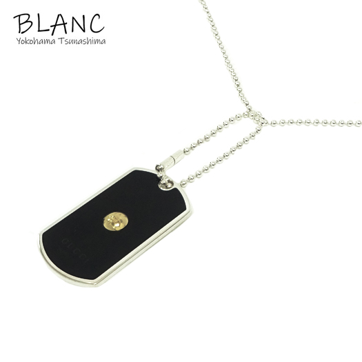 名作 グラミーアワード 中古 グッチ ドッグタグ 横浜blanc Gucci ユニセックス レア ジュエリー アクセサリー ペンダント ブラック シルバー 925 750 ネックレス G04 1546