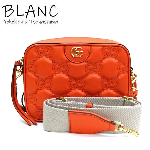 グッチ GGマトラッセ スモールショルダーバッグ レザー オレンジ 702234 GUCCI 横浜BLANC【中古】