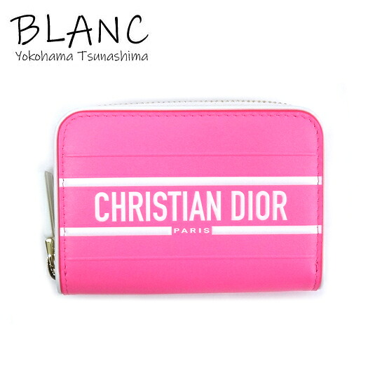 クリスチャンディオール ロゴ コインケース カードケース 財布 レザー ピンク ホワイト S6202 ChristianDior 横浜BLANC【中古】