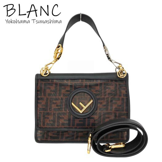 フェンディ キャナイ エフ ズッカ 2way肩部  ポリアミド カーフレザー 赤銅色 8BT284  ハンドバック FENDI 横浜BLANC【中古】