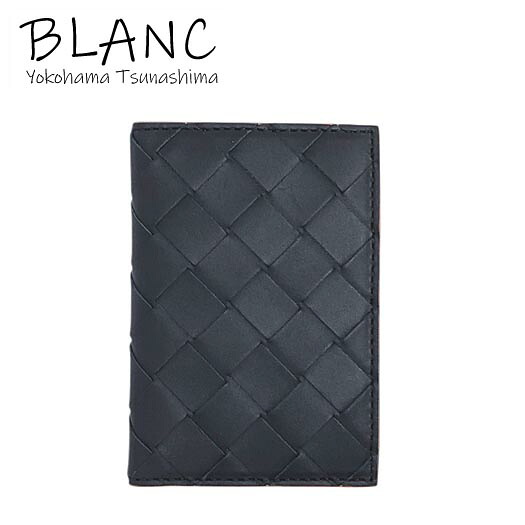 ボッテガヴェネタ イントレチャート カードケース カーフスキン ネイビー オレンジ 749417 BOTTEGA VENETA 横浜BLANC【中古】