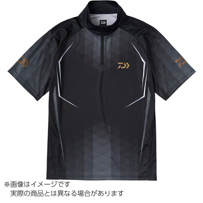 ダイワ DE-7625 ショートスリーブハーフジップシャツ ＃ブラック＃L