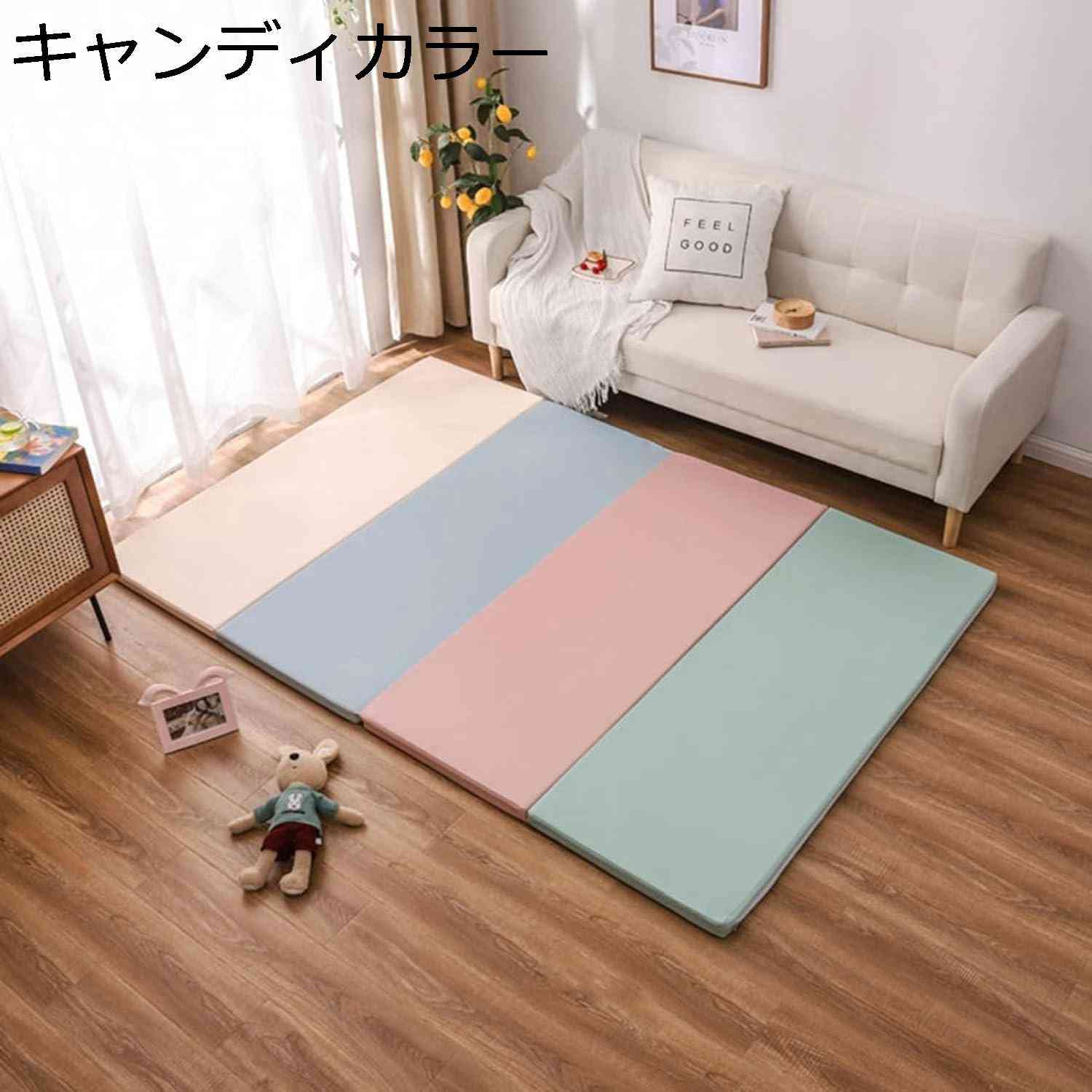【20%OFFクーポン～】プレイマット ベビー 子どもプレイマット 折り畳み式カーペット 両面使い 多機能 衝撃緩和 滑り止め 防水 切り替え 簡約 シンプル 純色子供のゲームパッド 収納便利 XPE素材 安全 無毒無味