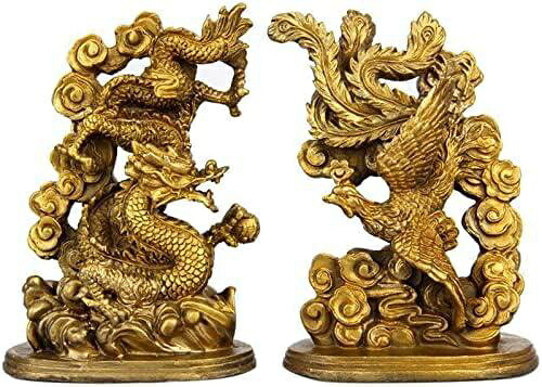 【20%OFFクーポン～】風水 鳳凰 鳥の王 昇運金龍 龍 風水グッズ 銅製 オブジェ 飾り物 置物 開運 昇運 縁起物 魔除け 高級風水アイテム ギフト 新年 お守り 金運 鳳凰 贈り物 財運 運気アップ 商売繁盛 お礼 開運祈願 (鳳凰+龍)