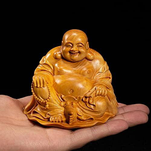 【20%OFFクーポン～】木彫り 布袋様 ツゲ製高級木彫り 風水 金運 お守り