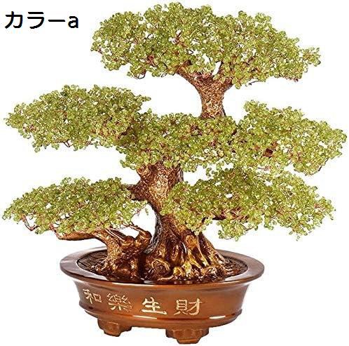 【20%OFFクーポン～】風水幸運 置物 宝石 木 天然水晶 金 なる木盆栽スタイル 装飾 幸運と富 寝室 家 装飾用｜Yokos