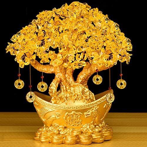 【20%OFFクーポン～】招財樹 金 なる木 風水置物 インテリア 金運祈願 開運 商売繁盛祈願 パワーストーン お礼 新年 贈り物 黄水晶 シトリン