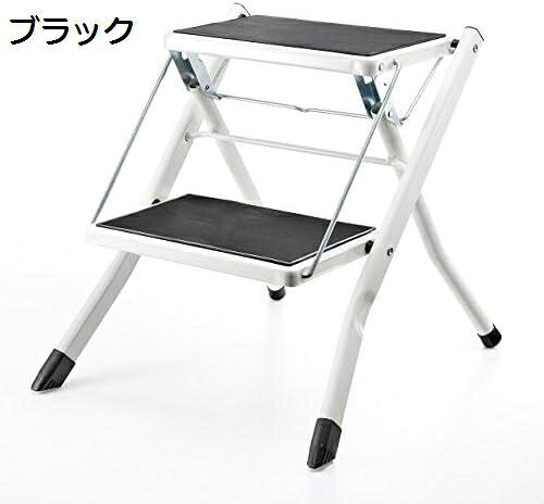 【20%OFFクーポン～】サンワダイレクト 踏み台 折りたたみ 43cm 耐荷重100kg 2段 滑り止め付き 脚立 ステップスツール ブラック｜Yokos