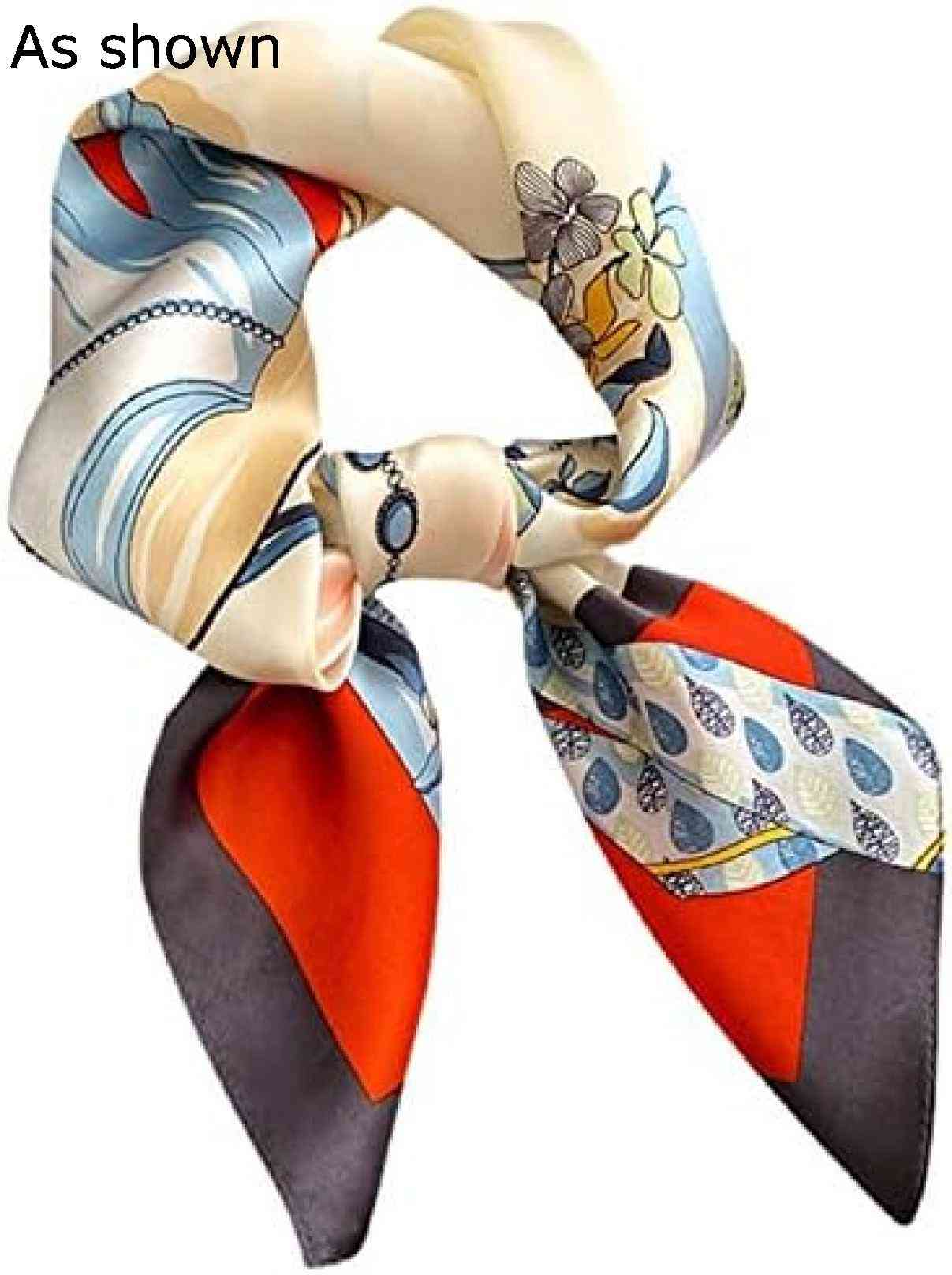 【20%OFFクーポン～】絹のスカーフ ファッション装飾プリントエレガントな有名人 70 センチメートルスクエアスカーフ女性の春と秋のスカーフショールネックスカーフ 通勤用