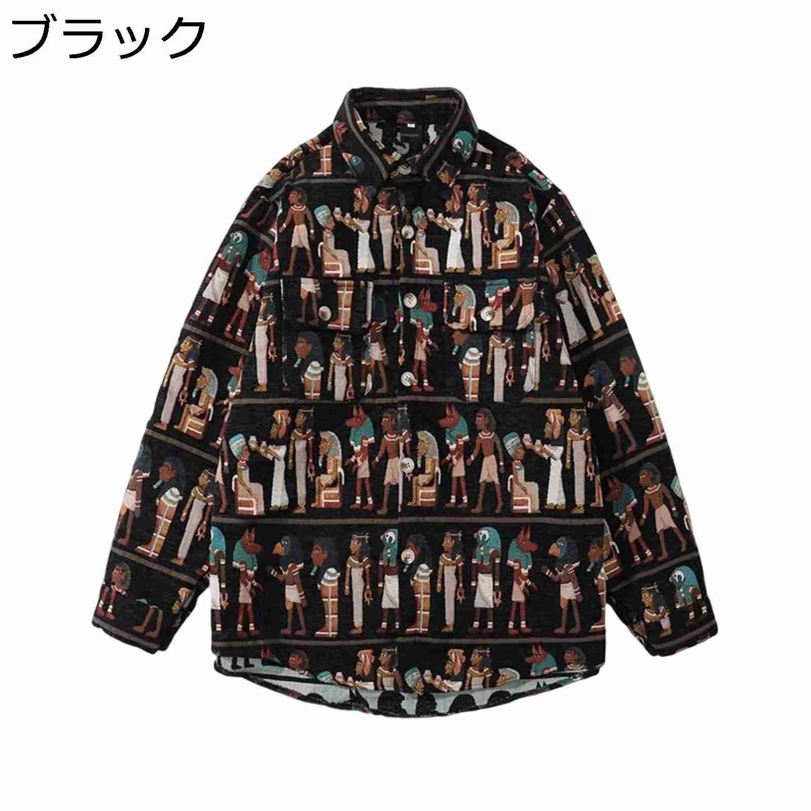【20%OFFクーポン】刺繍 総柄シャツ メンズ 長袖シャツ 薄手 清涼感 ゆったり 柔らか生地 エジプト ヴィンテージ おしゃれ かっこいい カジュアル プリントシャツ ビーチ ストリート 旅行 ビーチ お出かけ 着回し 大きめ