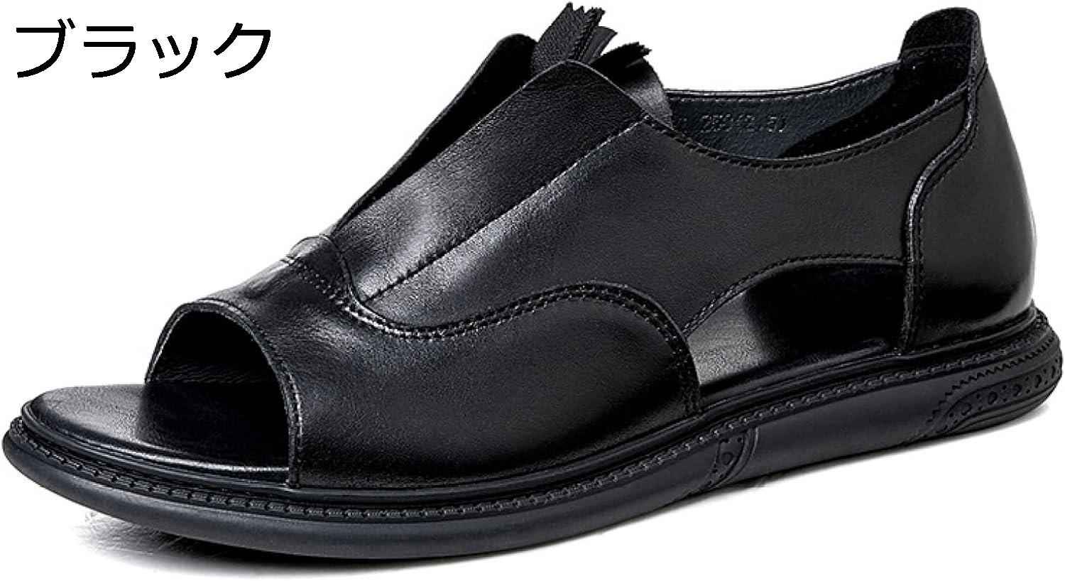【20%OFFクーポン～】本革サンダル メンズ ビジネスサンダル 夏 ジップ ローマ風 レザー 厚底 スリッポン 超軽量 静音 滑らない 旅行 カジュアル ビーチサンダル リーガル 普段履き 海 ファッションサンダル 父へ 彼氏 ギフト