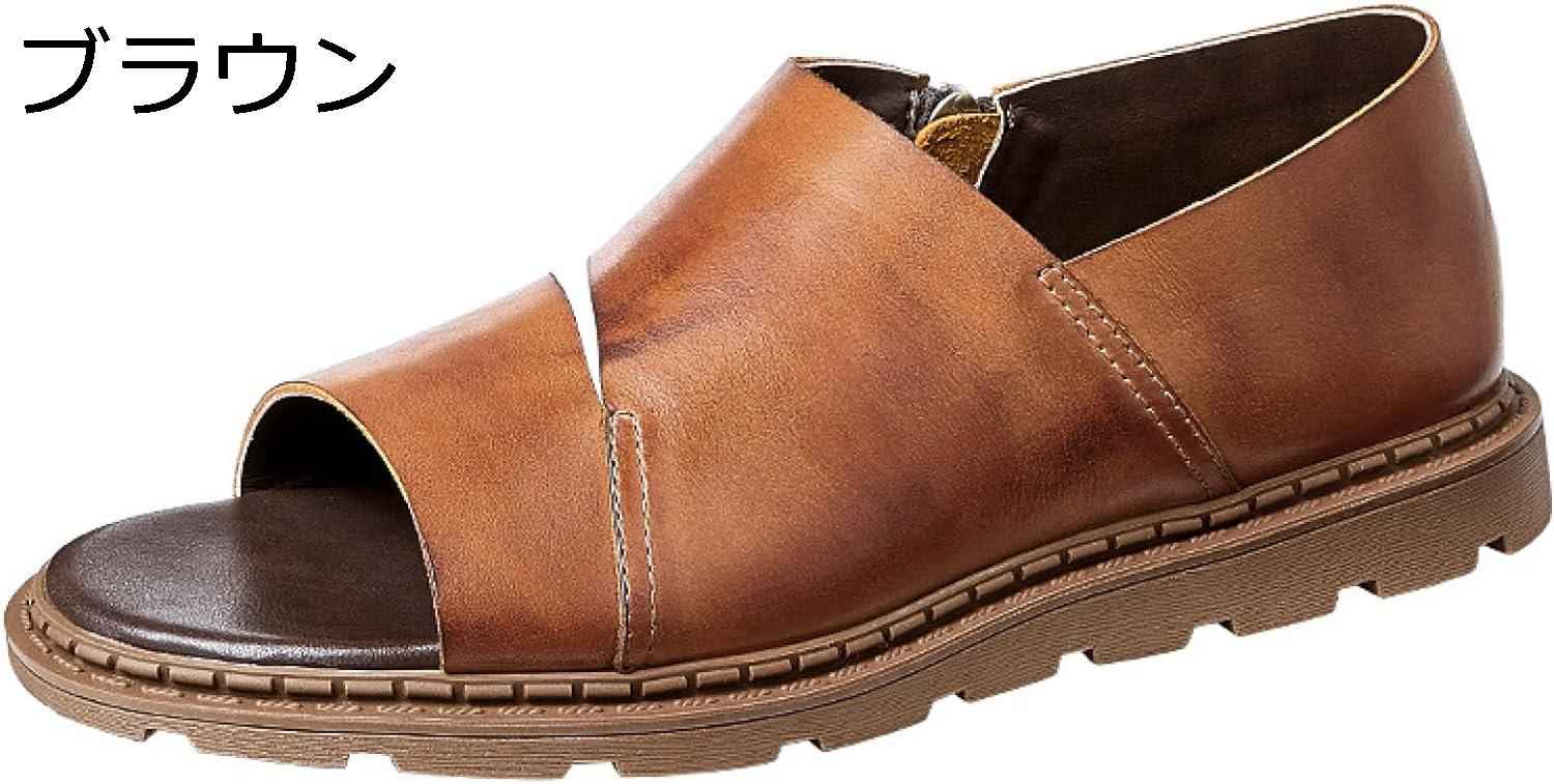 【20%OFFクーポン～】本革サンダル オフィスサンダル 夏用 メンズ ビーチサンダル ローマ風 防滑 履きやすい 疲れない 静音 耐久 ファッション ベルクロ 父へ 彼氏 ギフト 普段履き お出かけ 室外室内兼用 会社用 社内履き