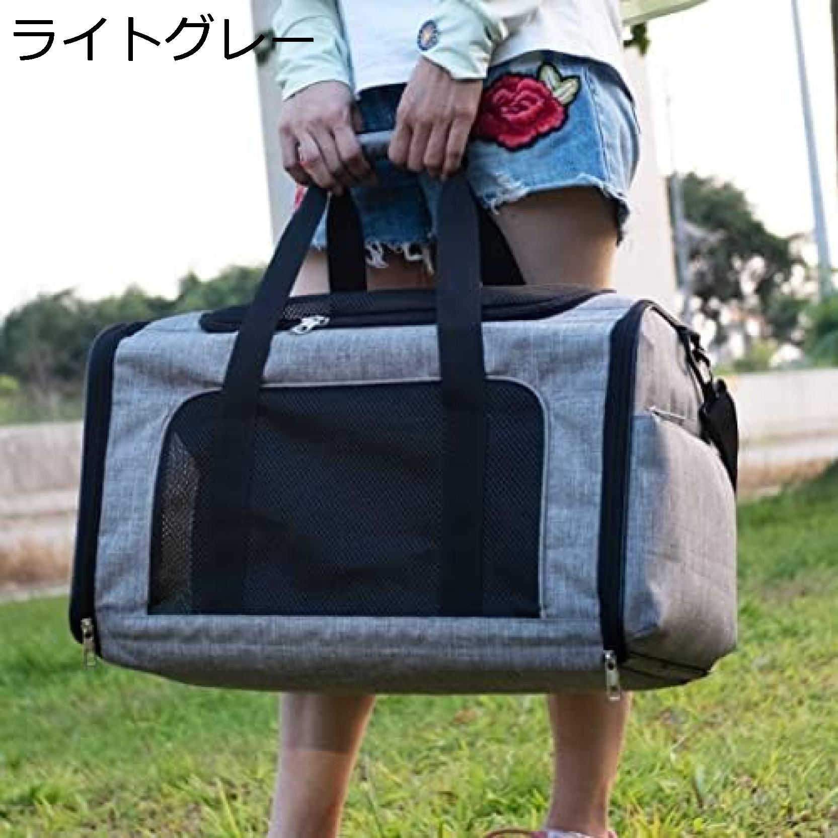 【20%OFFクーポン～】ペットキャリーバッグ ペットショルダー リュック 手提げキャリーバッグ 猫キャリーバッグ リュック 折りたたみ 中/大型猫 小型犬 ライトグレー L 2way 通気性 安定性 引っかきや噛み傷に強い 旅行/通院/散歩/電車移動/避難用｜Yokos