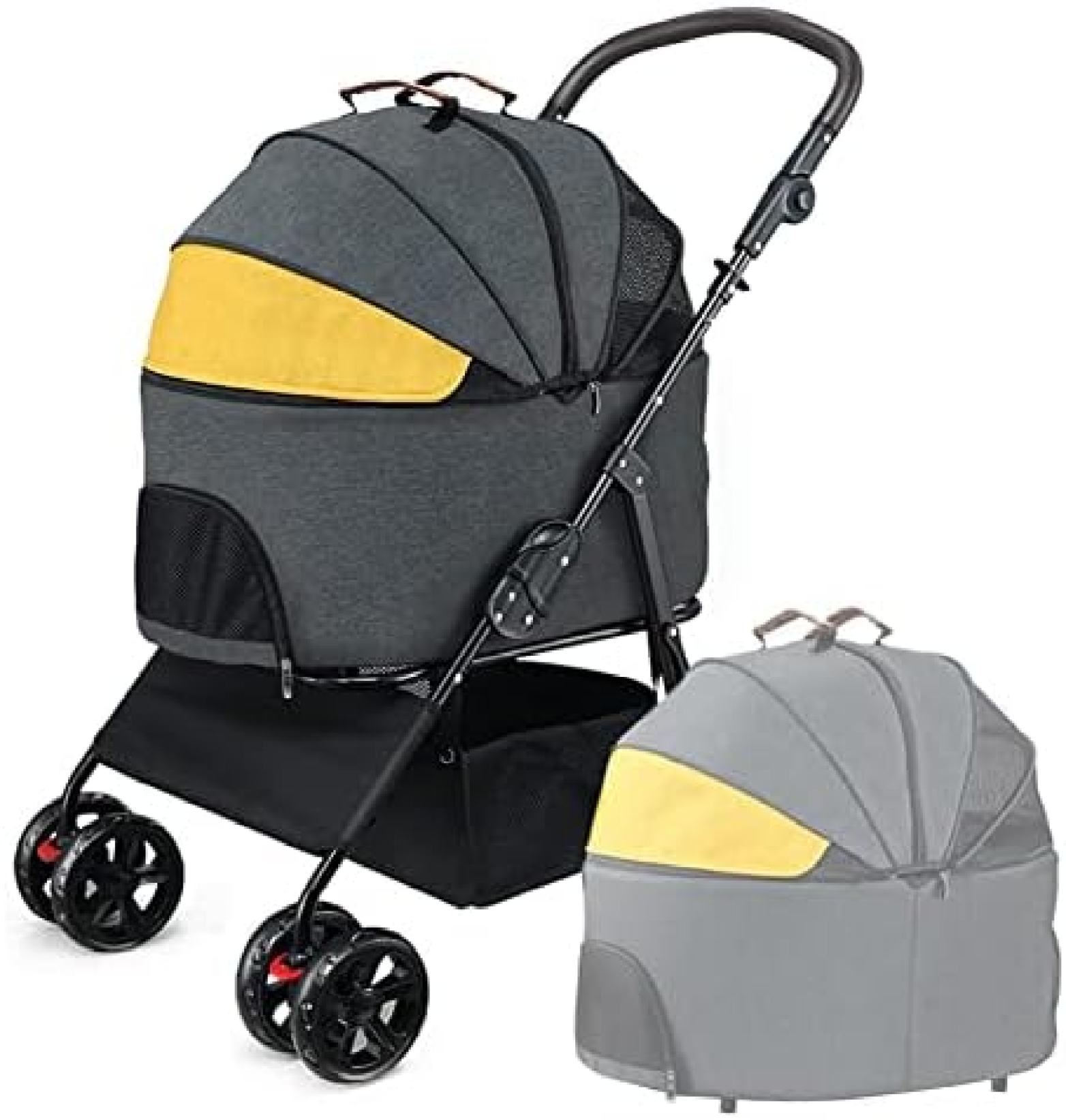 【20%OFFクーポン～】ペット用ベビーカー ペットカート 犬と猫のベビーカー、2 in 1ペット旅行ベビーカー、取り外し可能なキャリアバッグ、倉庫折りたたみカートが付いているカート