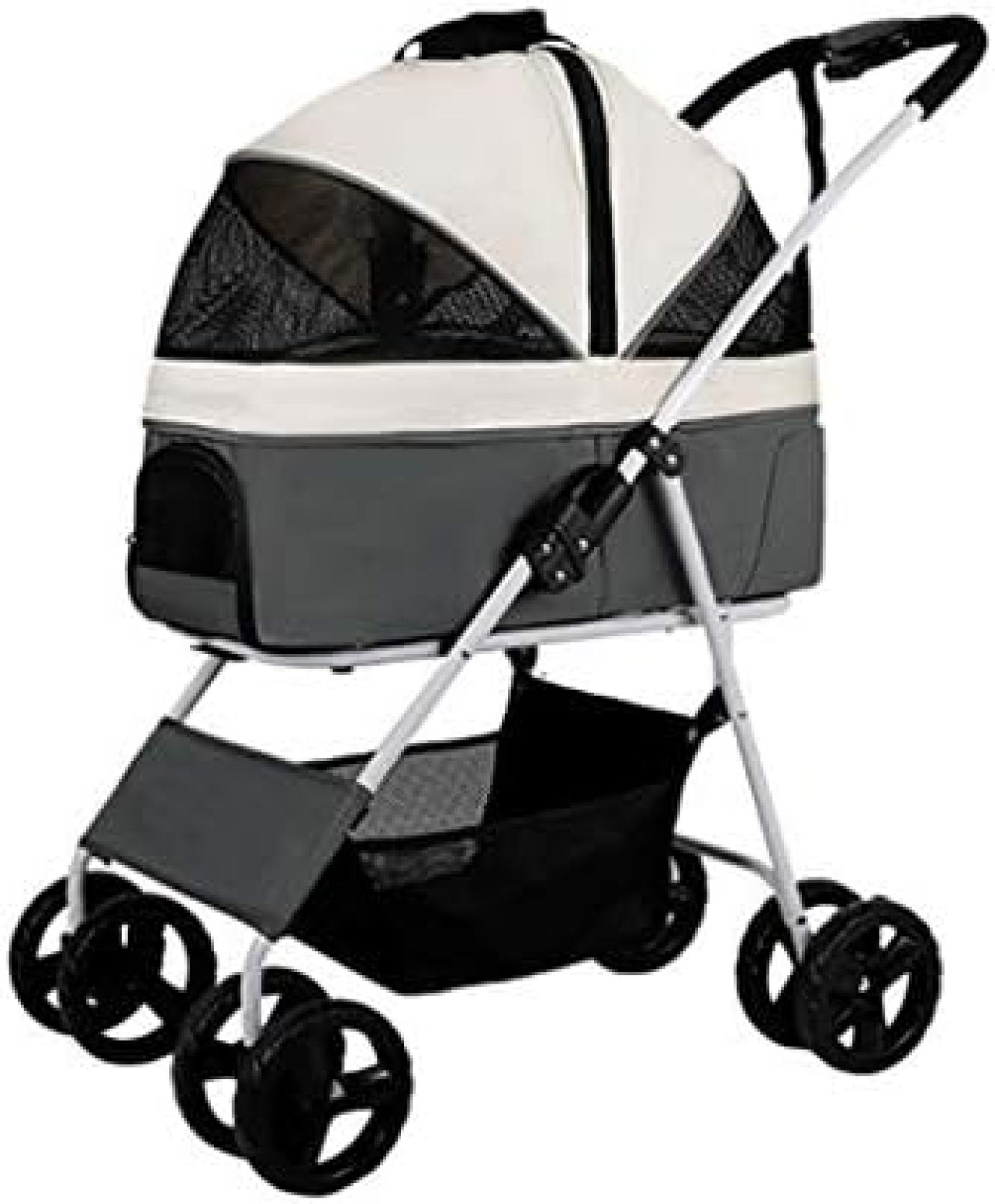 【20%OFFクーポン～】ペットカート ペット用ベビーカー 犬用ベビーカー 猫用ベビーカー 犬用トロリーペットストローラー中型小型犬用犬用ストローラー40ポンド、取り外し可能なキャリア付きの折りたたみ式4輪猫用カート カーシー