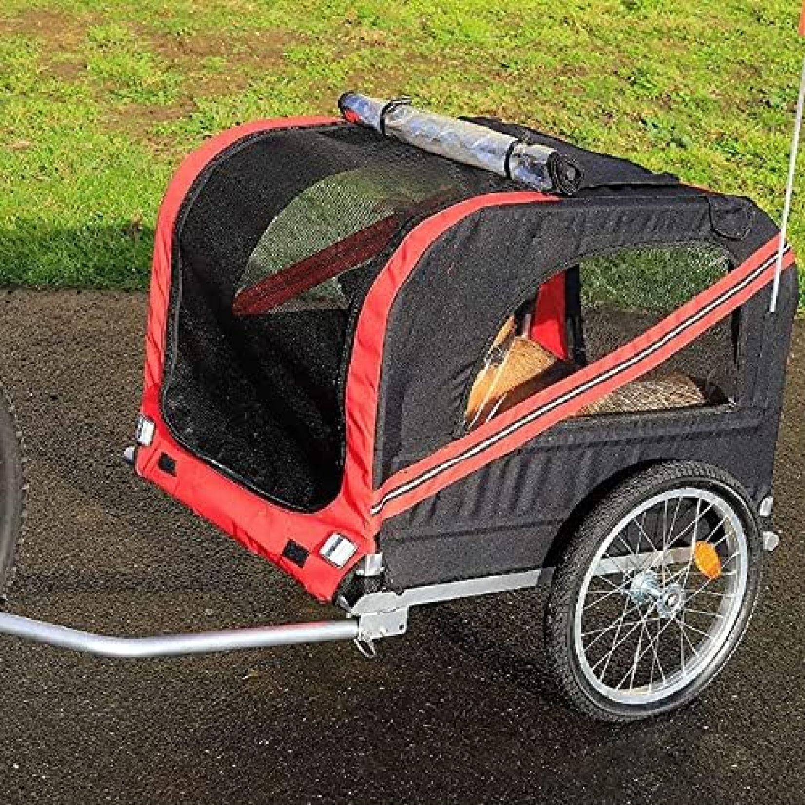 【20%OFFクーポン～】ペットカート ペット用ベビーカー 犬用ベビーカー 猫用ベビーカー チャイルドトレーラー 自転車トレーラー 犬やペット用の自転車トレーラーカーゴカート、3つの入り口の大きな車輪とメッシュスクリーンを備え
