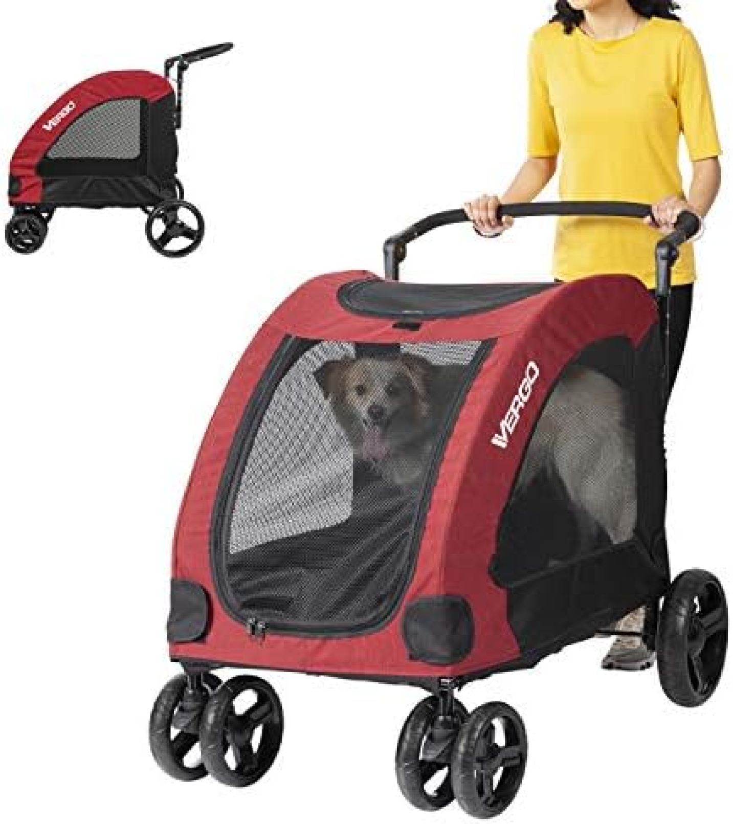 【20%OFFクーポン～】ペットカート ペット用ベビーカー 犬用ベビーカー 猫用ベビーカー 犬 ベビーカー ペット ジョガー ワゴン 折りたたみ式カート 4輪 調節可能なハンドル ジッパーエントリー メッシュ 天窓 小型犬から
