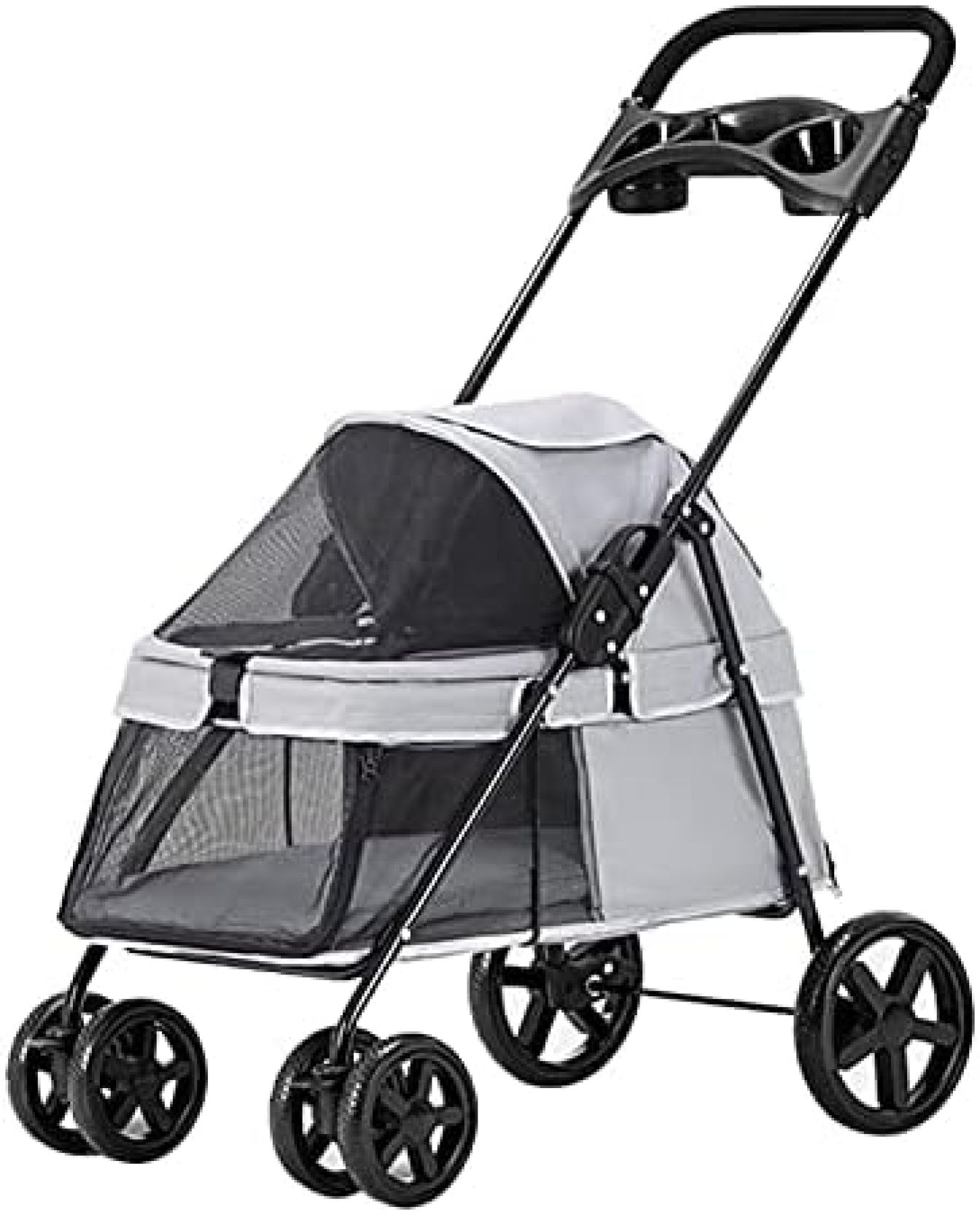 【20%OFFクーポン～】ペットベビーカー 犬用 カップホルダー付き 小型 犬用ベビーカー猫用ベビーカーポケット付きジッパーレスエントリートラベルキャリッジ、ペット用ベビーカー犬用ベビーカー小型犬用ベビーカー