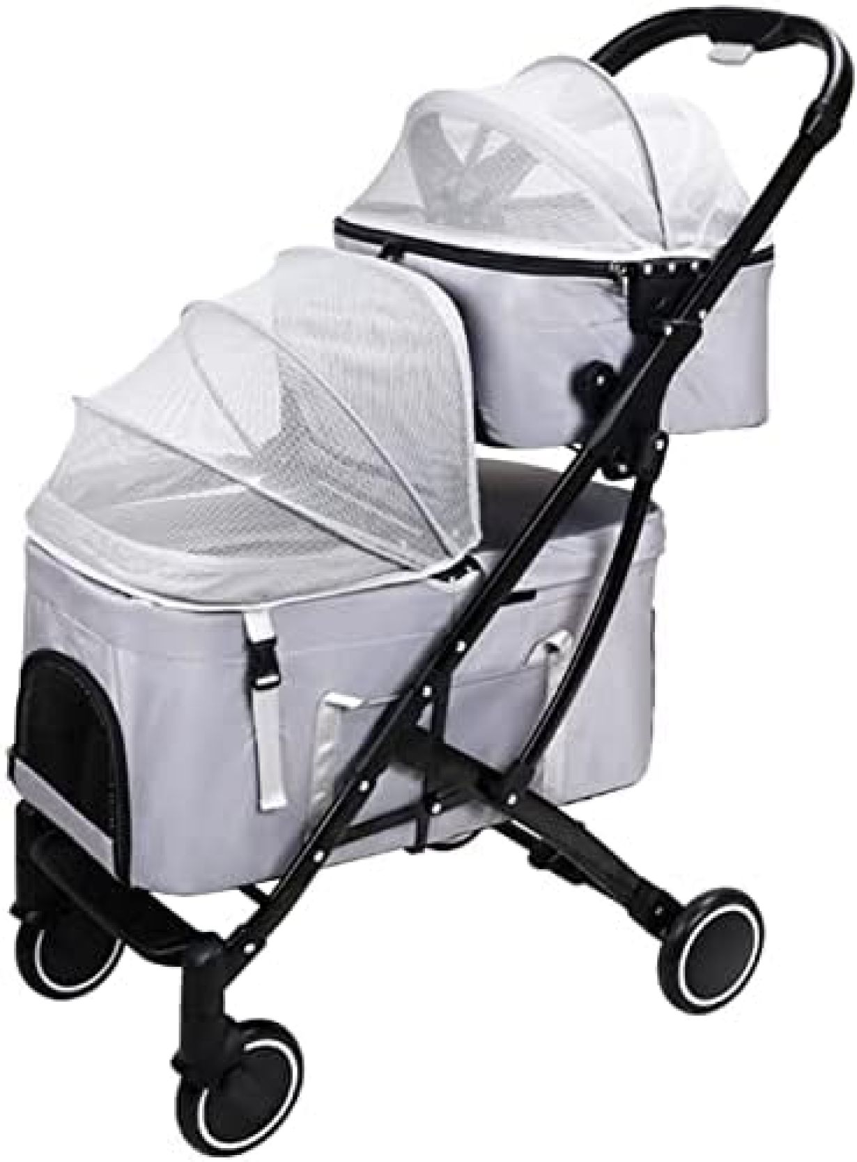 【20%OFFクーポン～】ペットベビーカー 猫用ベビーカー 2層 取り外し可能な犬用乳母車 ベビーカー 2層ペット犬用ベビーカー 猫と犬2匹用 ペットカート ベビーカー トラベルキャリア 用