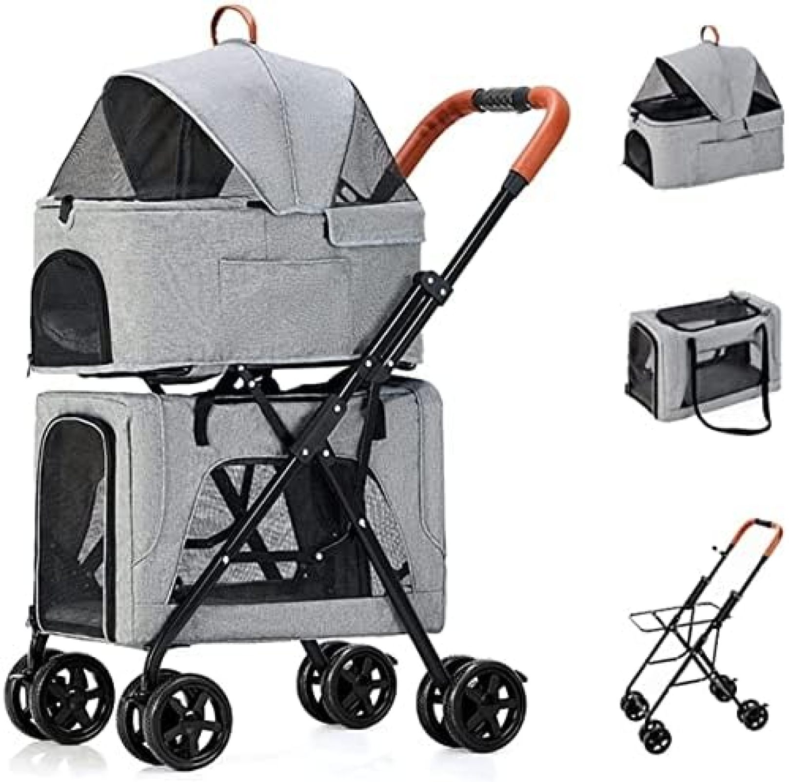 【20%OFFクーポン～】ペットカート ベビーカー バギー 犬 猫 多頭 小型犬猫用ペットベビーカー 二層子犬用ベビーカー 小型犬 ペットトラベルカートキャリア ペットベビーカー 36,024円