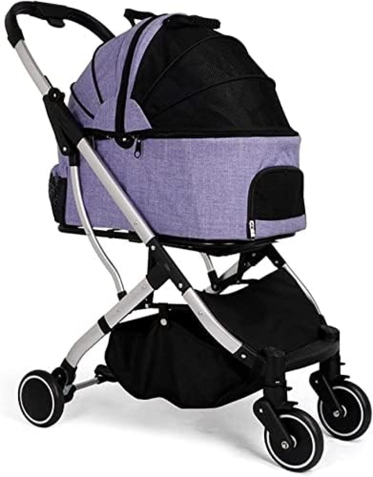 【20%OFFクーポン～】ペットカート ベビーカー バギー 犬 猫 多頭 プレミアム犬用ベビーカー 中小型犬用 犬用ベビーカー アップグレードされたペット 猫 犬カート キャリア (パープル)