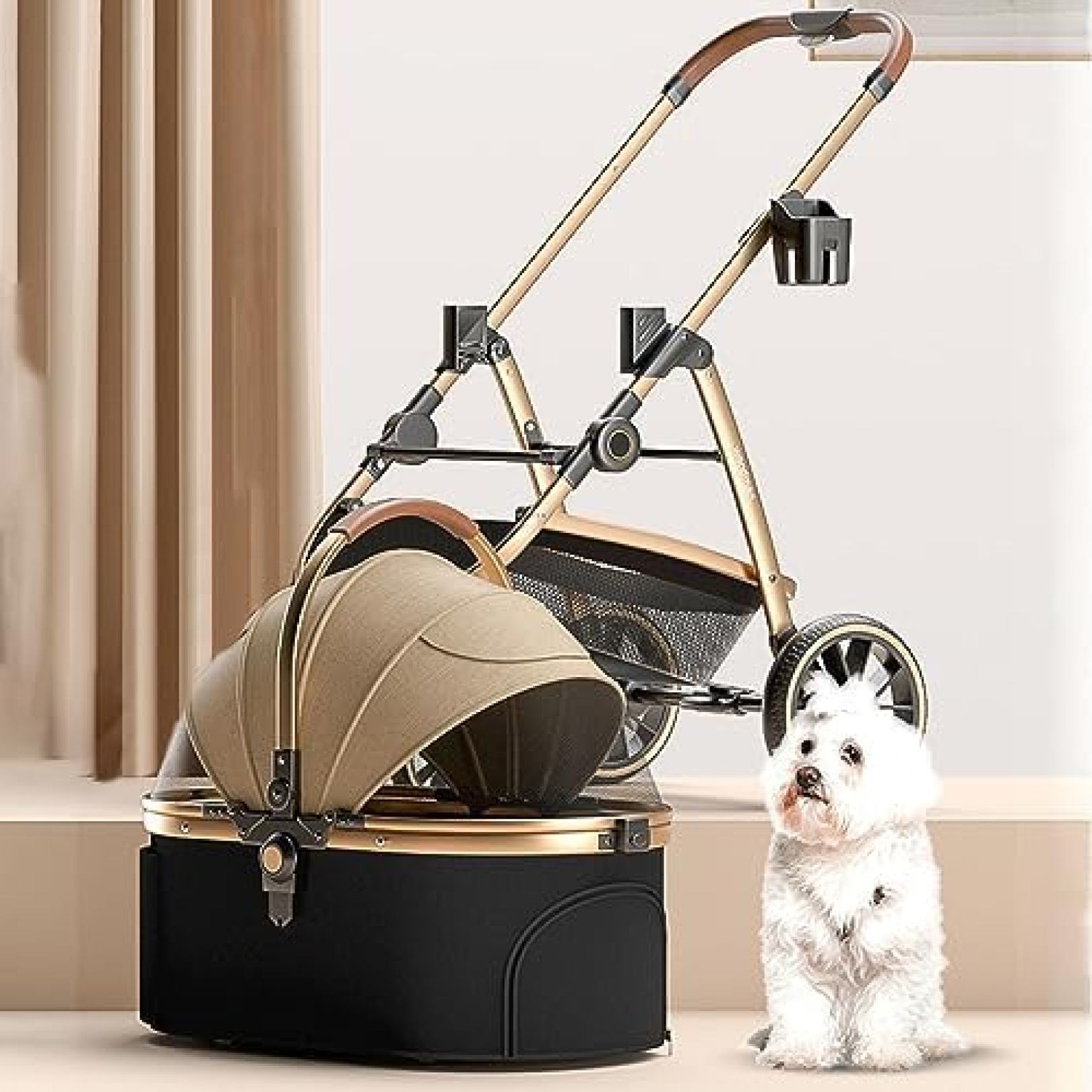 【20%OFFクーポン～】ペットカート ベビーカー バギー 犬 猫 多頭 ペットカート - 3-in-1 ペットベビーカー 小中犬用 子犬 猫用ベビーカー 折りたたみ式アルミ合金フレーム ワンクリック折りたたみ ジッパーエント