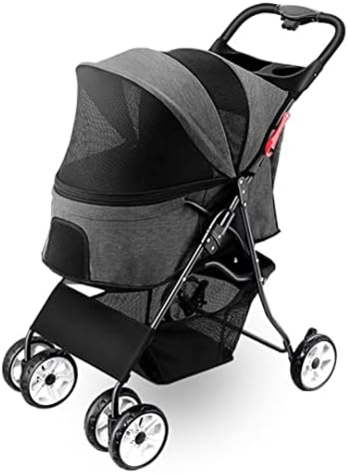 【20%OFFクーポン～】ペットカート ベビーカー バギー 犬 猫 多頭 調節可能なオーニング付きの犬用ベビーカーカート 33ポンドまでのクイック折りたたみペット用ベビーカーベビーカーペット ブレーキ付きユニバーサルホイール付