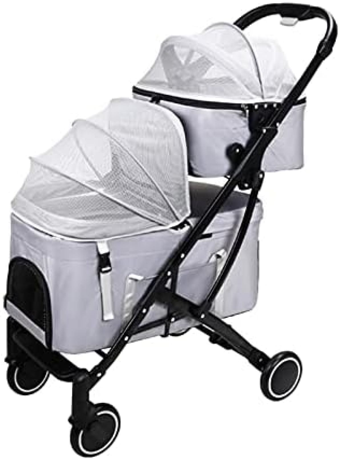 【20%OFFクーポン～】ペットカート ベビーカー バギー 犬 猫 多頭 キャットトラベルベビーカー犬の乳母車プッシュチェアバギー ペット二重レイヤーベビーカー猫と犬の取り外し可能なベビーカーカートキャリアプッシュチェアの双子