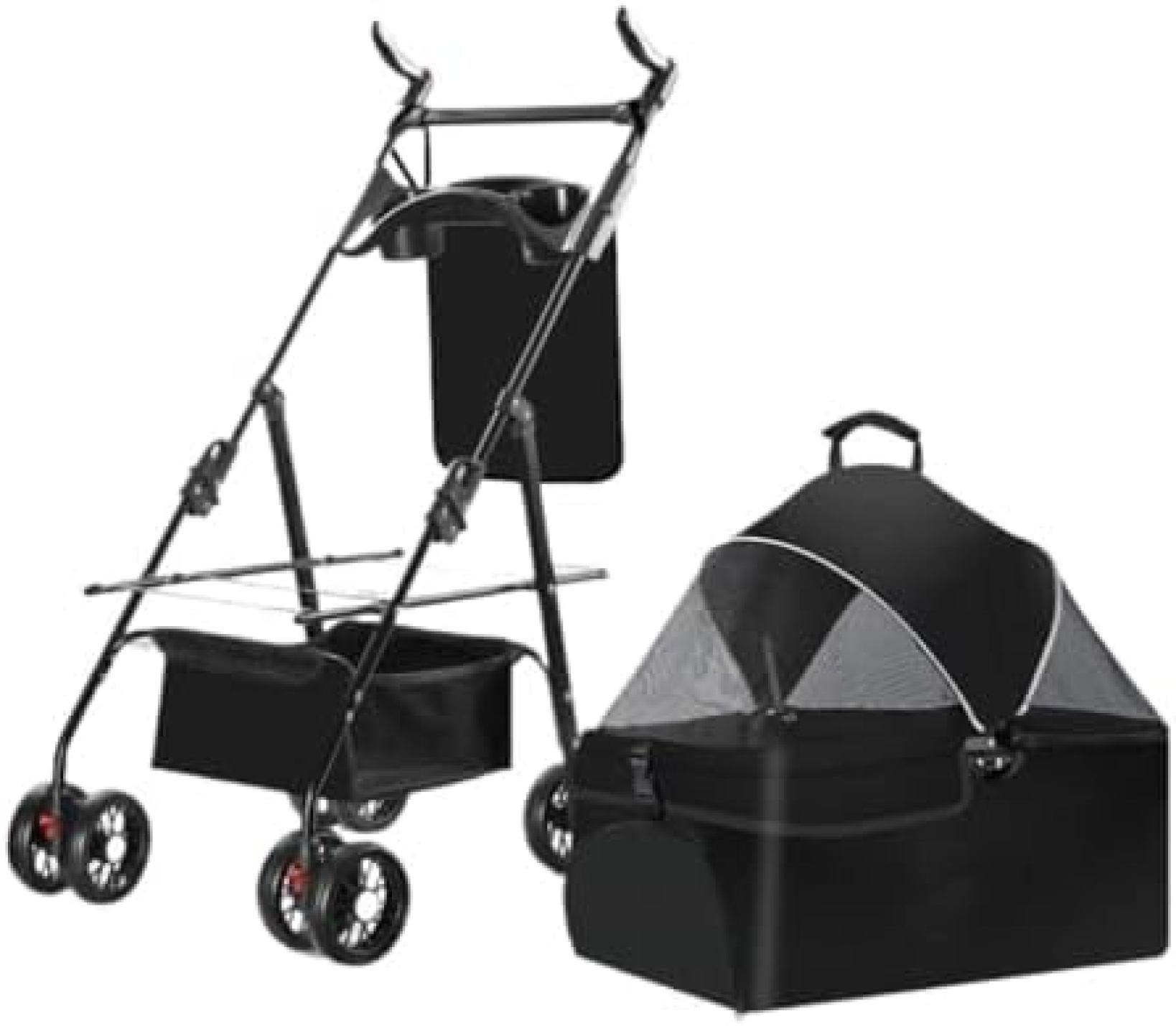 【20%OFFクーポン～】ペットカート ベビーカー バギー 犬 猫 多頭 ペットのお出かけ用ベビーカー 小型プルカート 子犬用ベビーカー 犬用散歩カート 小型 軽量 折りたたみ可能な猫