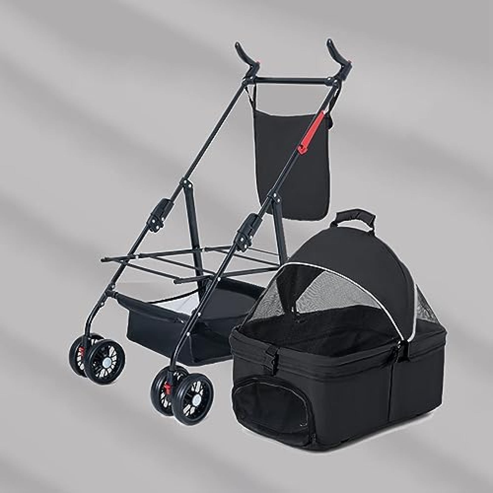 【20%OFFクーポン~】ペットベビーカー 犬用ベビーカー 耐荷重20kg 折りたたみ式犬用ベビーカー ペットキャリーベビーカー ミニペット用ベビーカー 4輪 犬用ケアカート 猫用ベビーカー 犬猫対応 4輪 360°回転 折り|Yokos