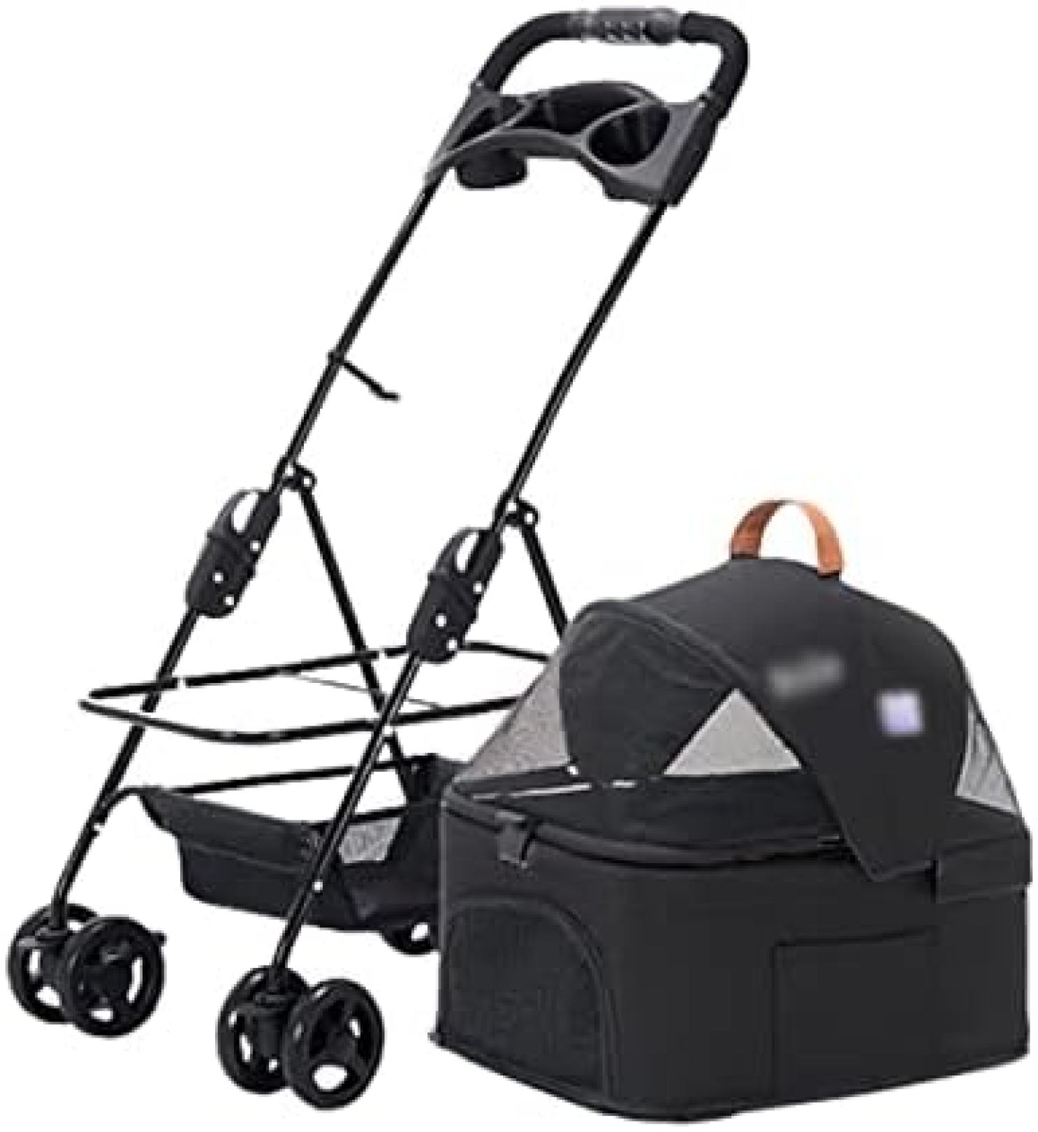【20%OFFクーポン～】ペットカート ベビーカー バギー 犬 猫 多頭 中型小型犬用ストローラー 分離可能な犬 猫バギー 取り外し可能なキャリアと収納バスケット付きの4輪ペットストローラー カーシート軽量 折りたたみ 組み立