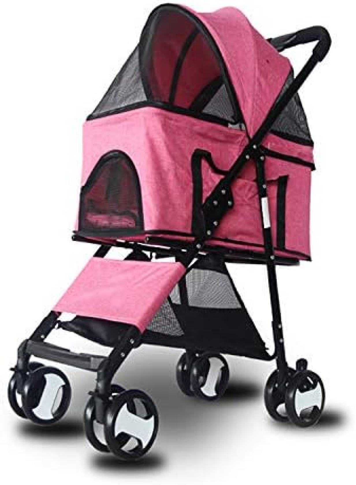 【20%OFFクーポン～】ペットカート ベビーカー バギー 犬 猫 多頭 犬用ベビーカー 前輪360°回転 折りたたみ 後輪ブレーキ付 ポーチ付き 多機能 軽量 介護用 補助介護 散歩 おでかけ 通院 旅行 小型犬 老犬 中型 52,872円
